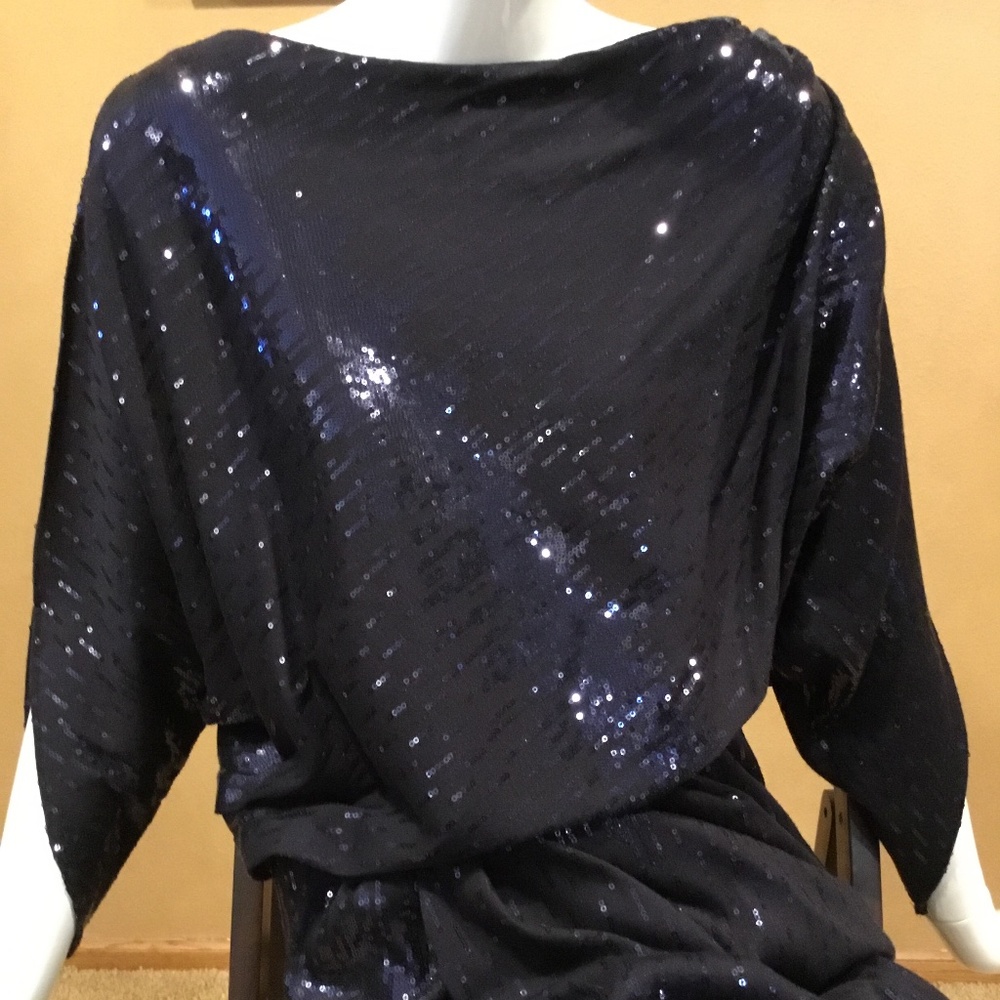 David Meister designer navy blue sequin dress 8 - Picture 3 of 8